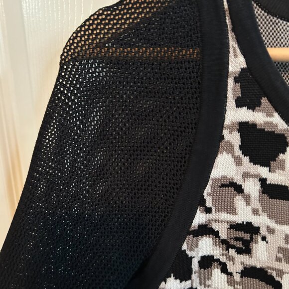 Parker NY Women Hartley Black SZS Knit Dress Fishnet/Mesh Long Sleeves BodyCon - Picture 7 of 10